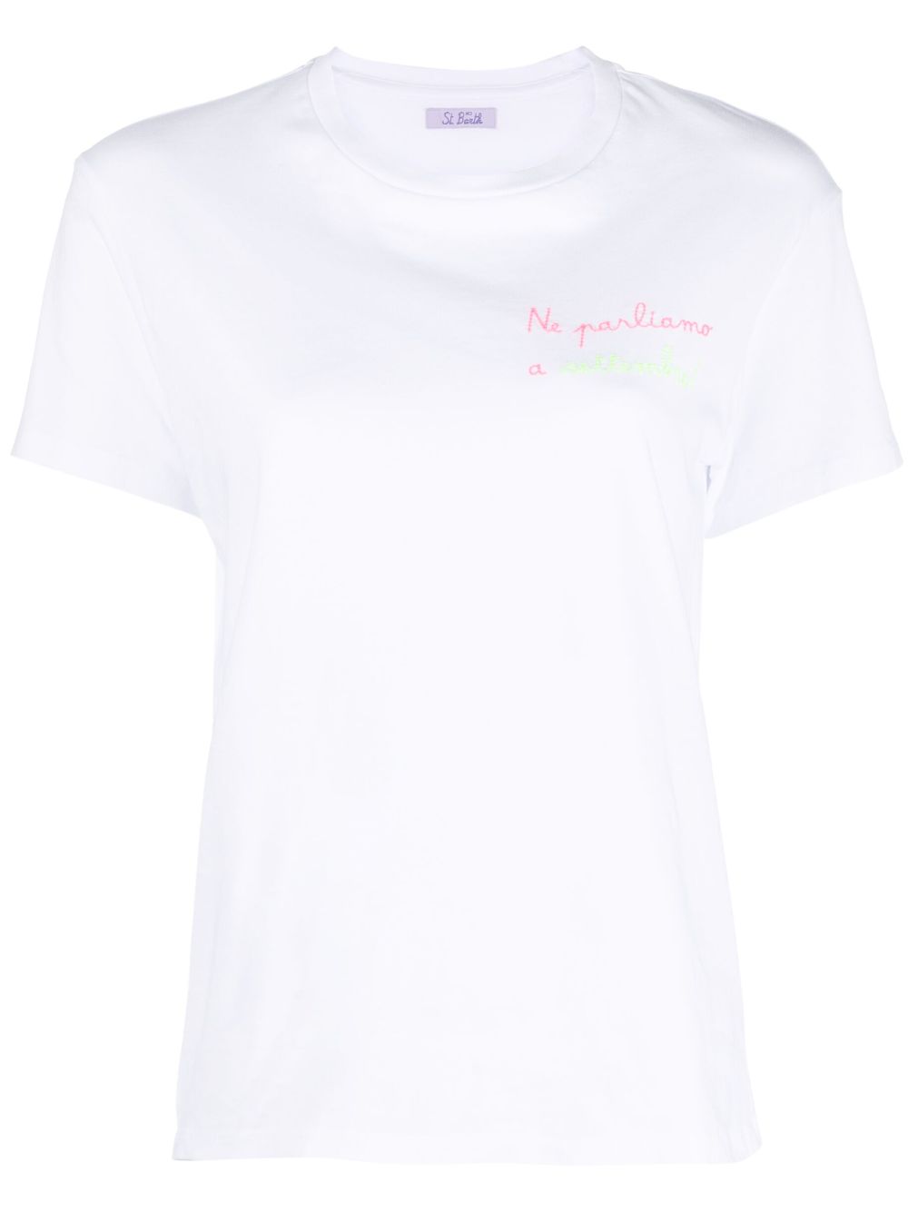 MC2 Saint Barth slogan-embroidered cotton T-shirt - White