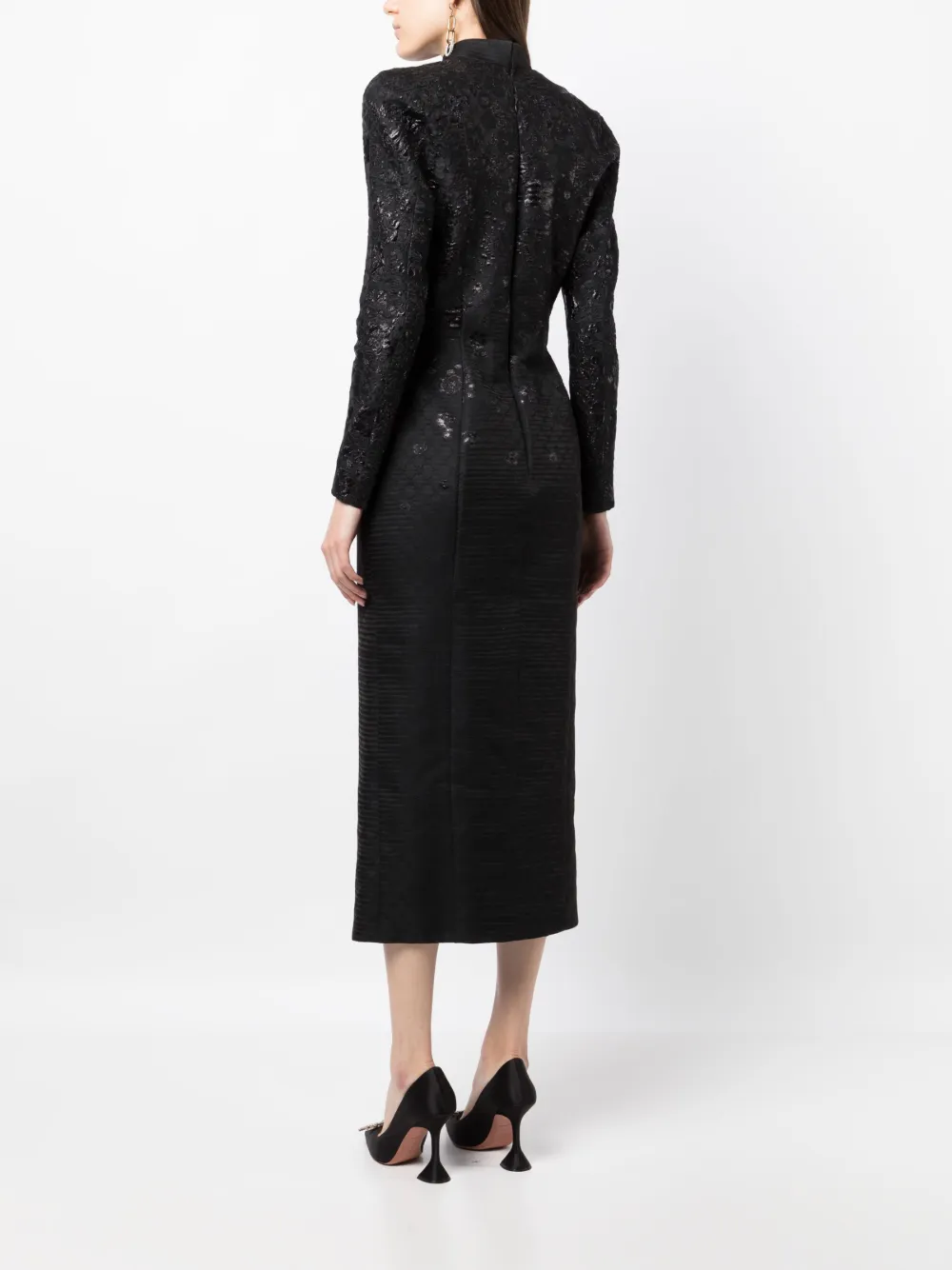 Saiid Kobeisy Brocade-effect Long-sleeve Dress In Black
