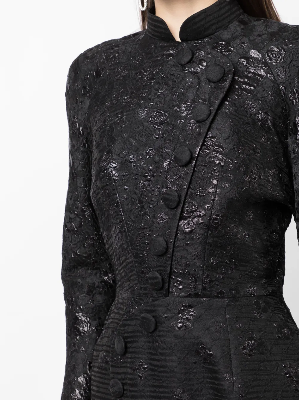 Saiid Kobeisy Brocade-effect Long-sleeve Dress In Black