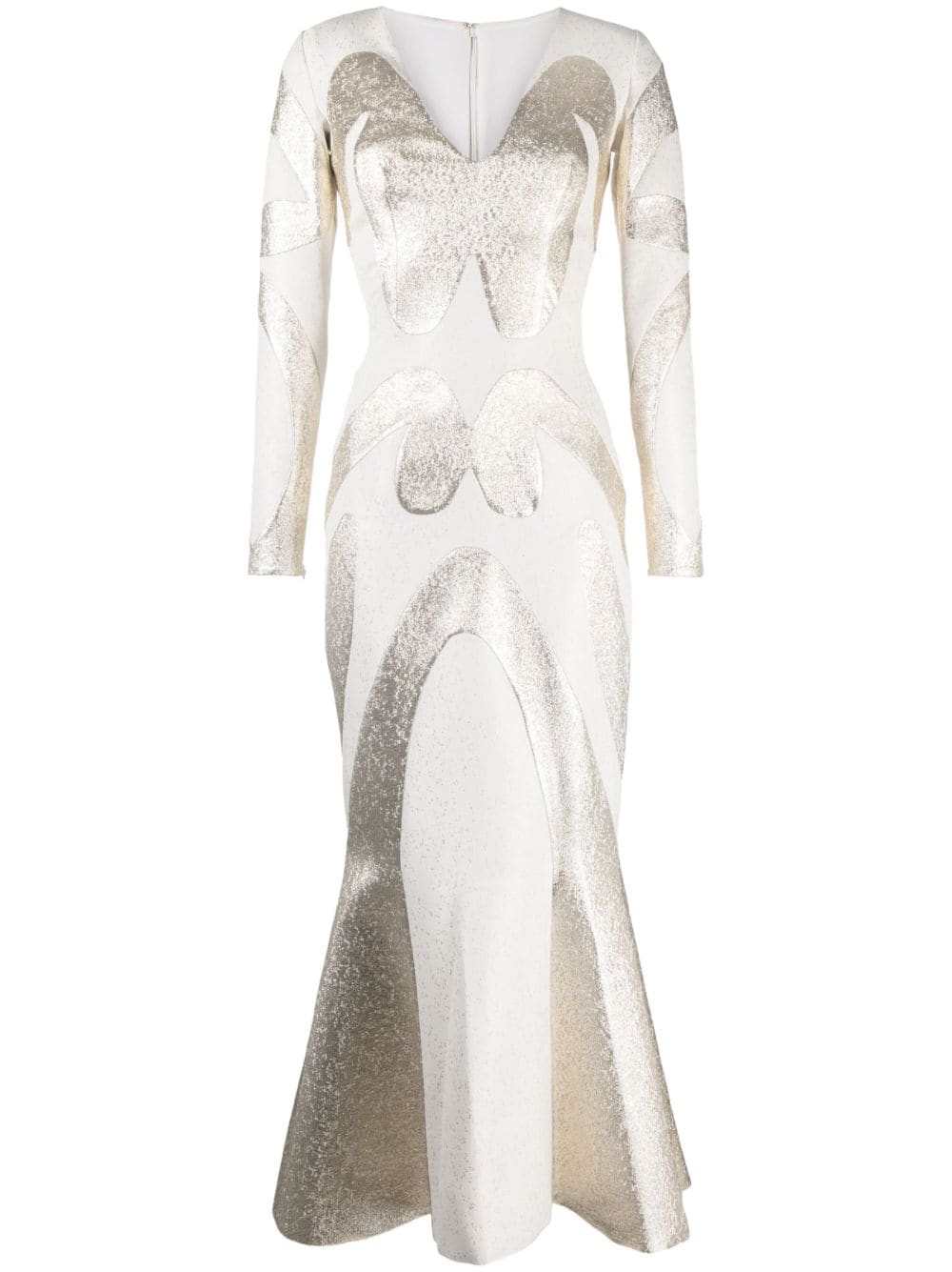 Saiid Kobeisy brocade-effect long-sleeve dress - White