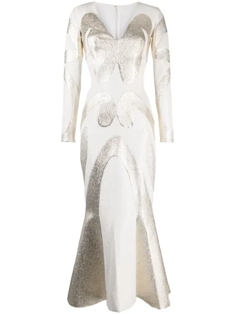Saiid Kobeisy brocade-effect long-sleeve dress