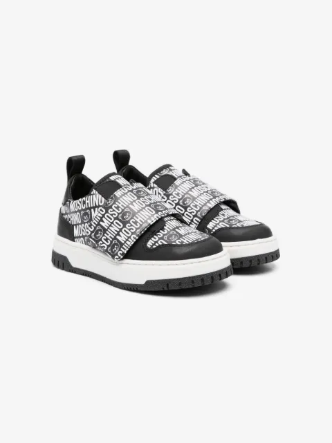 Moschino Kids logo-print touch-strap sneakers
