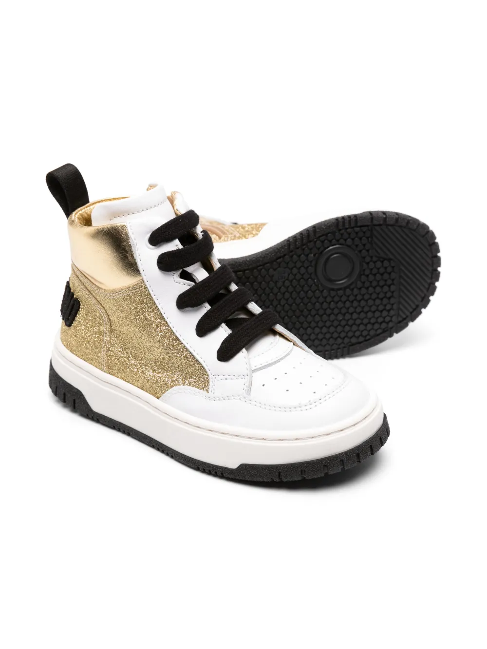 Moschino Kids high-top panelled sneakers - Goud