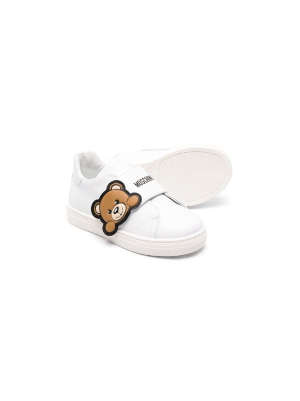 Moschino Kids Teddy Bear touch strap Leather Sneakers Farfetch