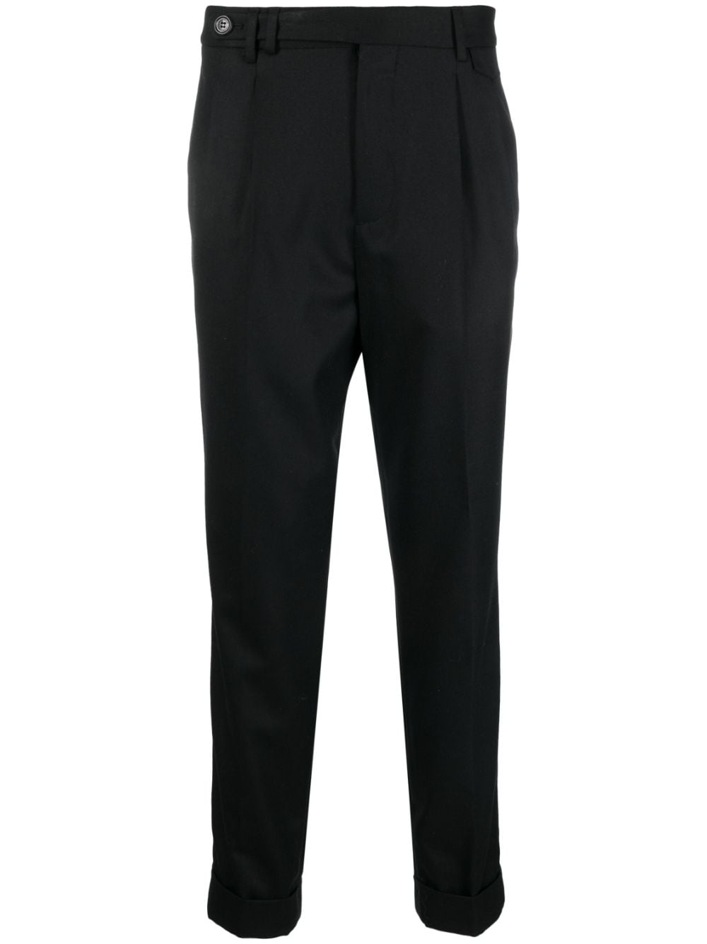 Brunello Cucinelli cropped virgin-wool tapered trousers - Black