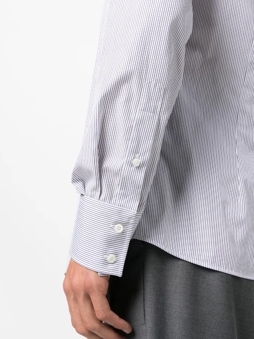 Brunello Cucinelli Striped Long-sleeve Cotton Shirt In White