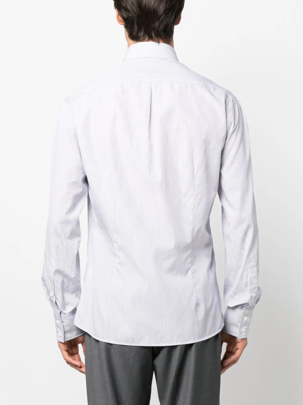 Brunello Cucinelli Striped Long-sleeve Cotton Shirt In White