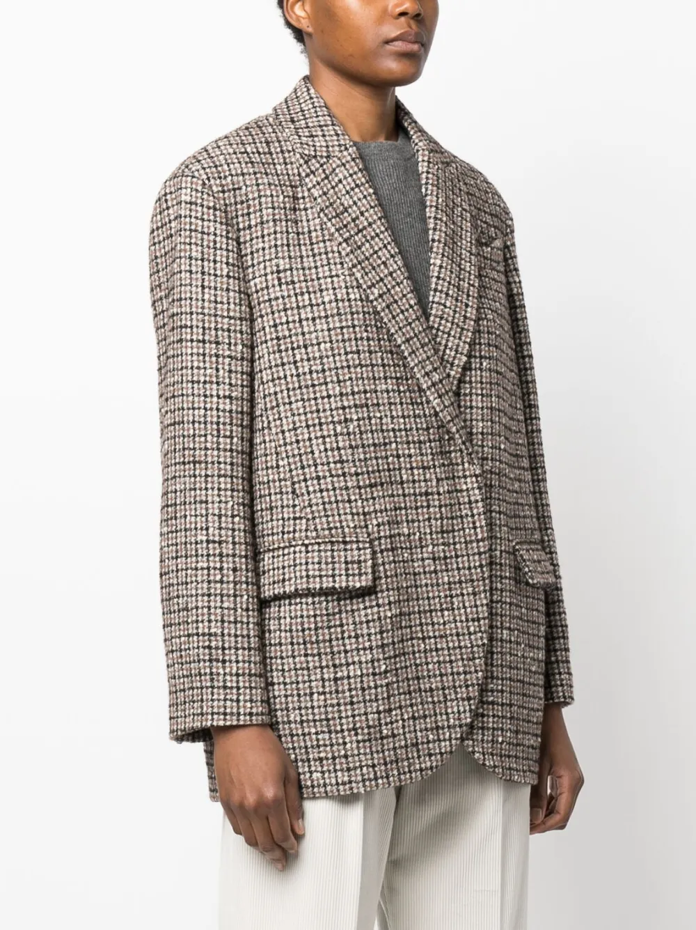 Brunello Cucinelli Blazer met enkele rij knopen Bruin