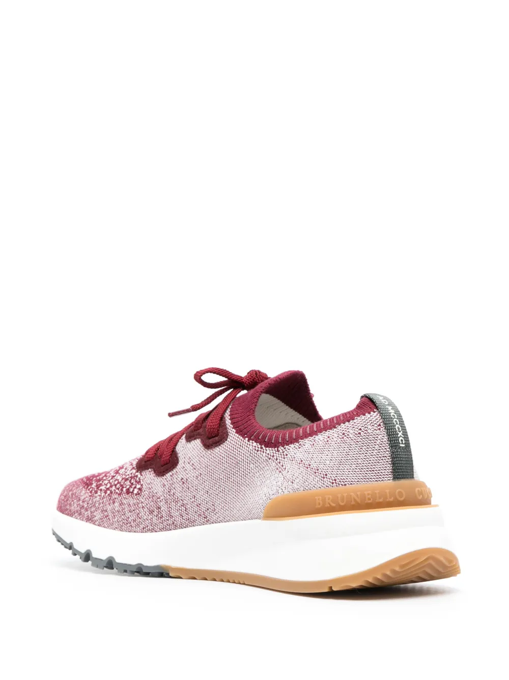 Brunello Cucinelli Knitted Upper Low-top Sneakers In Red