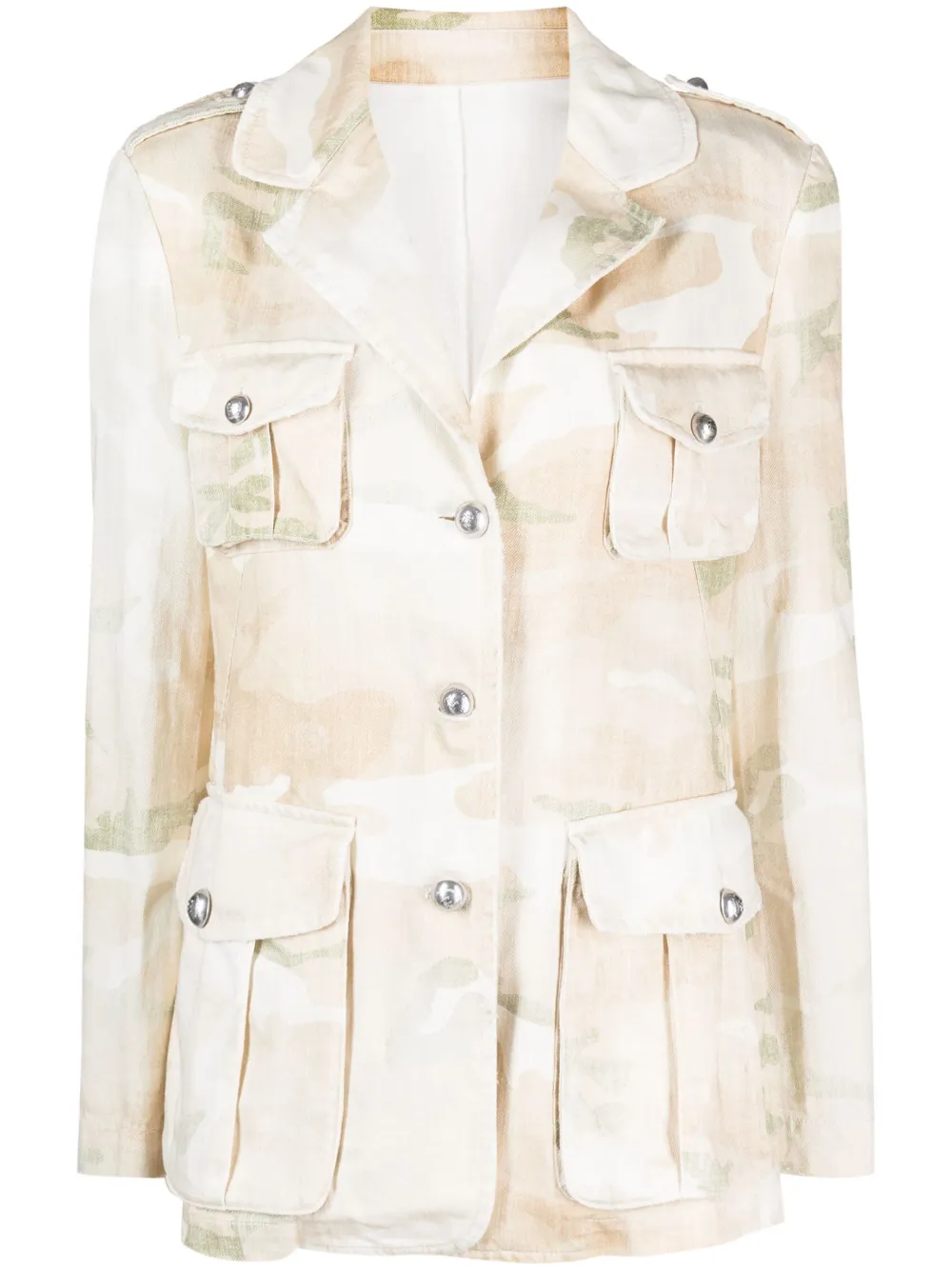 Ermanno Scervino Camouflage Double-breasted Blazer In Neutrals