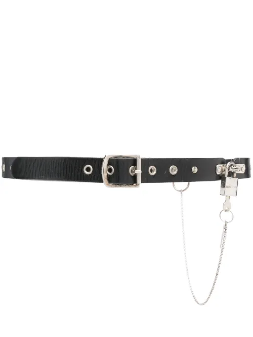Ceinture en cuir à détail de chaîne (années 2000) - Dolce & Gabbana Pre-Owned - Modalova