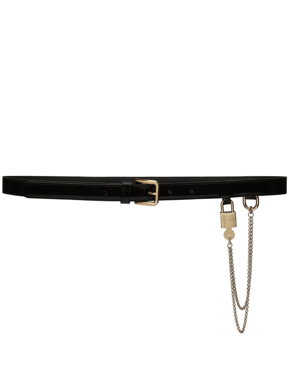 chain-link patent leather belt