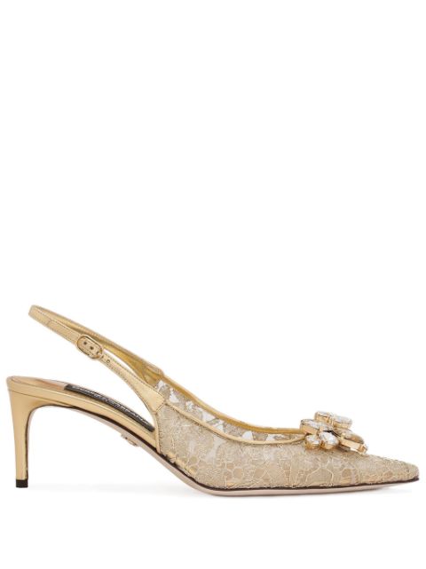 Dolce & Gabbana crystal lace slingback pumps Women