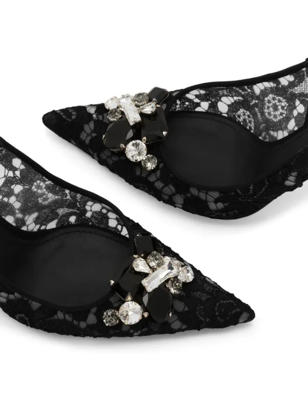 *DOLCE&GABBANA*デニムスリングバックパンプス ビジューバックル Dolce & Gabbana ビジュートリム スリングバック パンプス