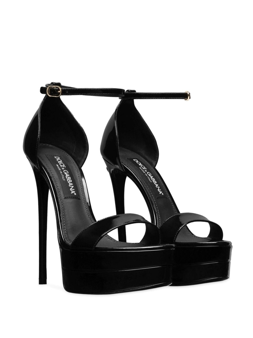 Shop Dolce & Gabbana Keira 145mm Platform Leather Sandals In Black