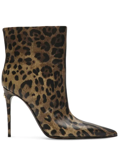 Dolce & Gabbana 105mm leopard-print leather boots Women