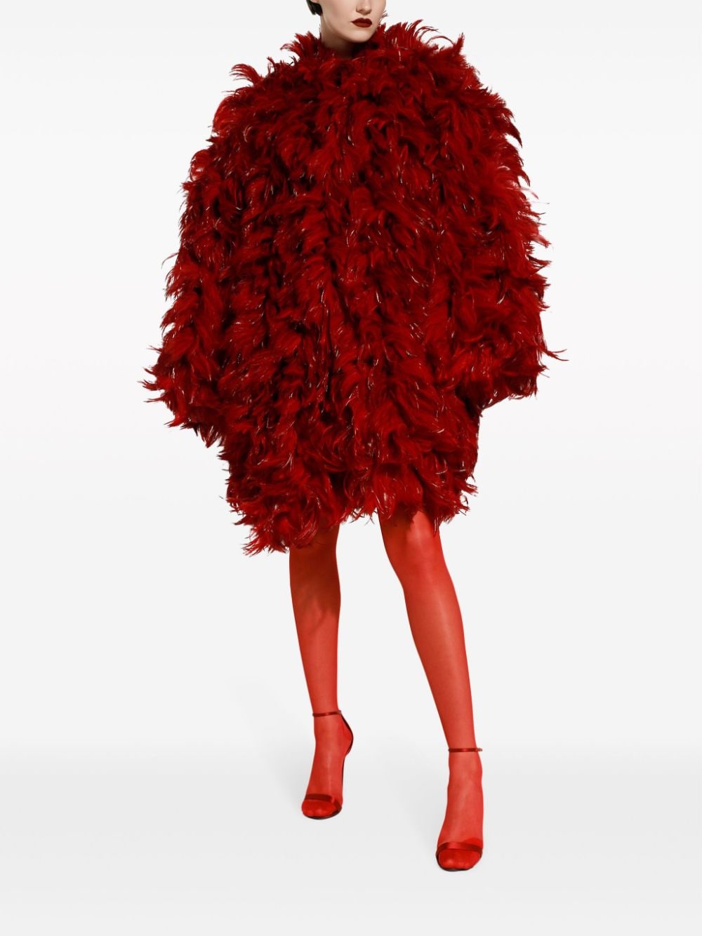 Shop Dolce & Gabbana Embellished Organza Midi Coat In Red