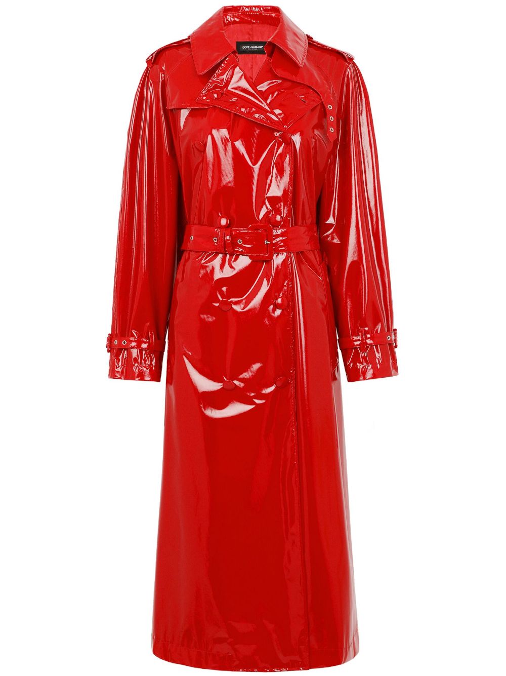 Shop Dolce & Gabbana Storm-flap Patent Trench Coat In Red