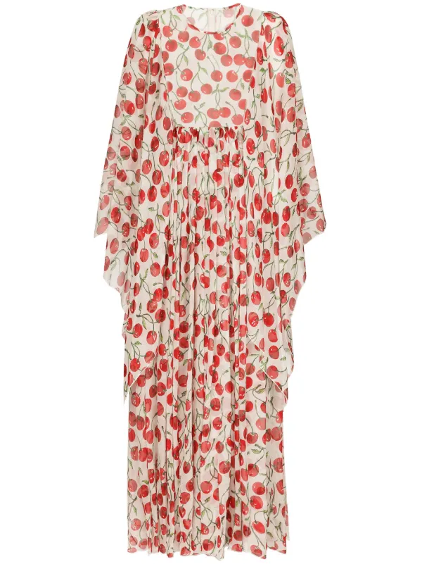 Dolce Gabbana cherry print Silk Maxi Dress Farfetch