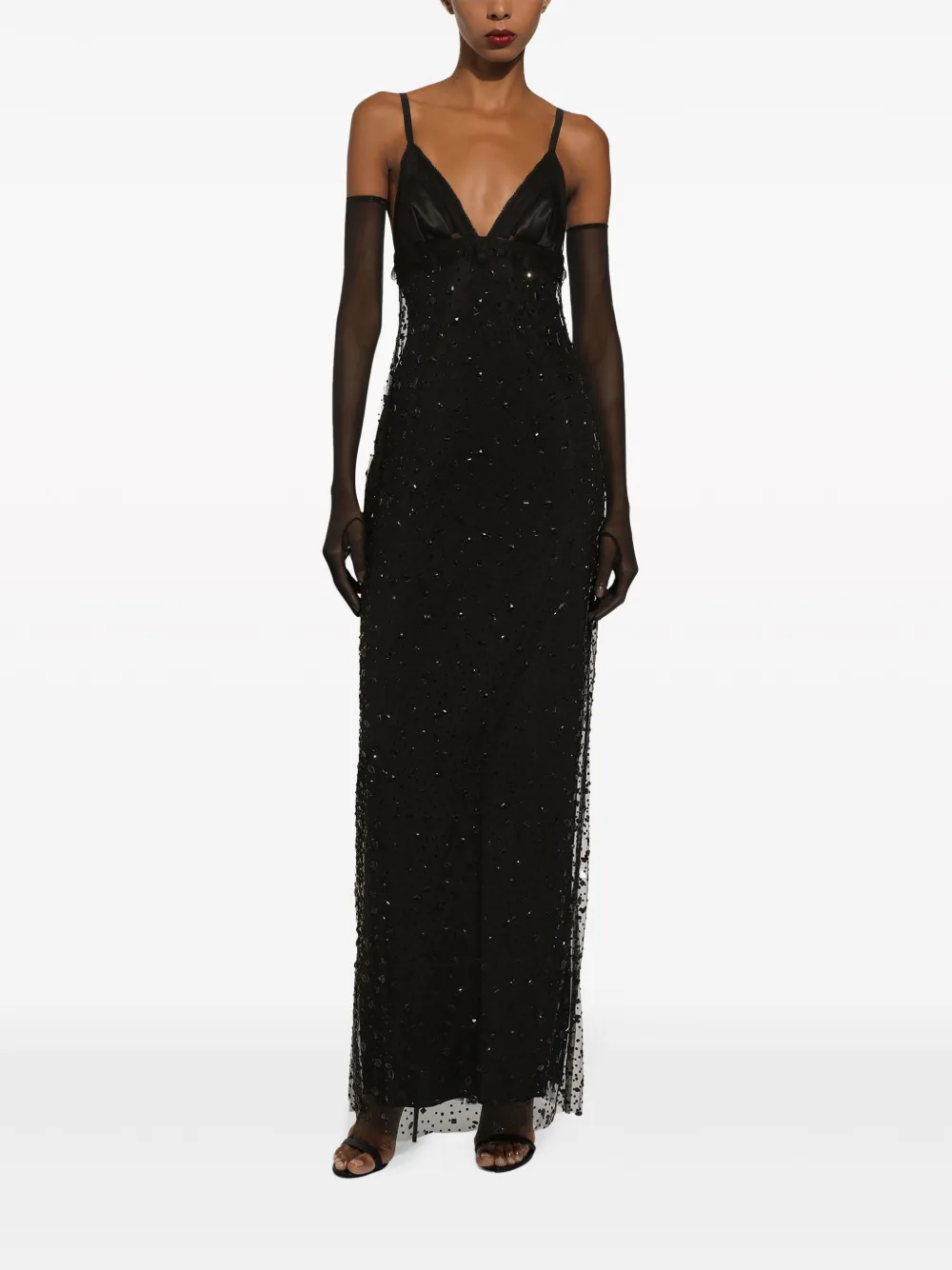 Dolce & Gabbana crystal-embellished V-neck gown Women