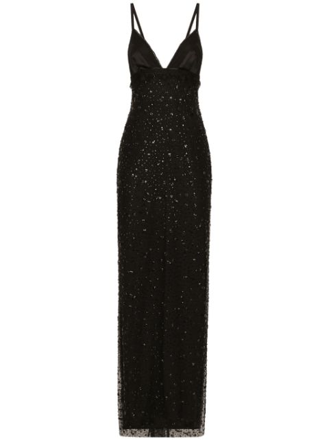 Dolce & Gabbana crystal-embellished V-neck gown Women