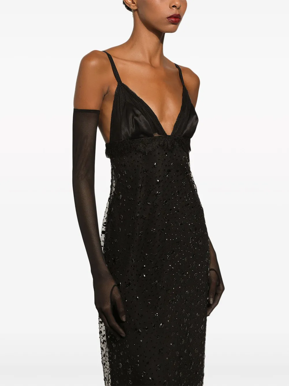 Dolce & Gabbana crystal-embellished V-neck gown Women