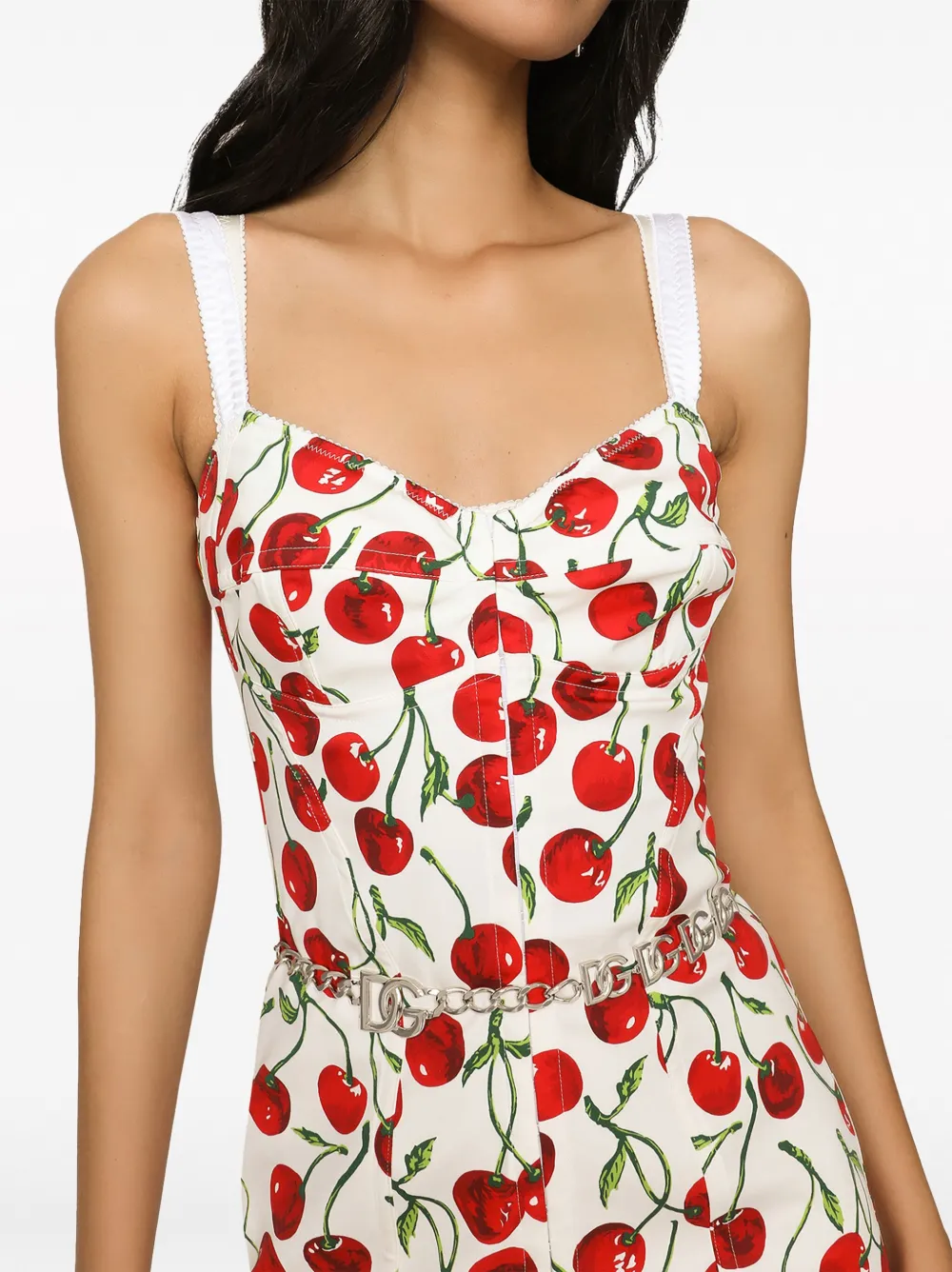 Dolce & Gabbana cherry-print Midi Dress | White | FARFETCH