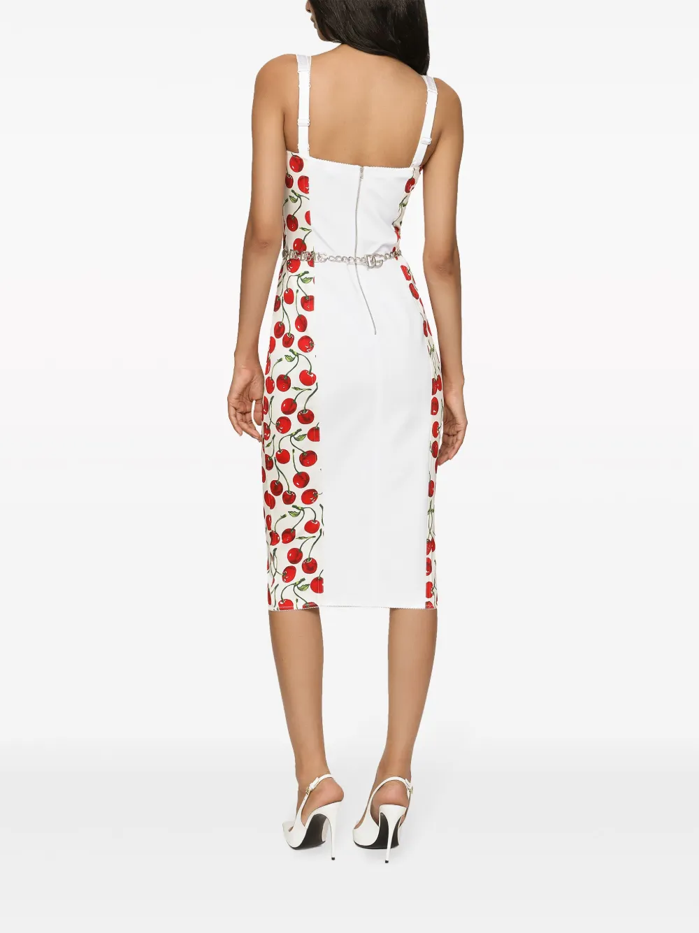Dolce & Gabbana cherry-print Midi Dress | White | FARFETCH