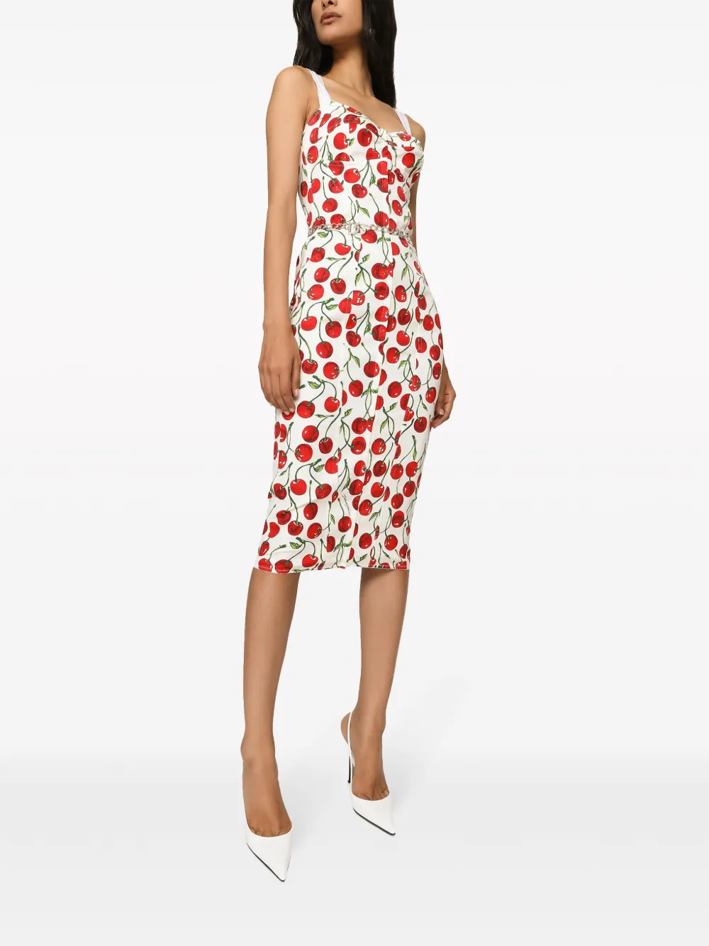 ●Dolce&Gabbana●Cherry ミディアム丈 ドレス Dolce & Gabbana Cherry-Print Charmeuse Mini Dress | Sendegaro