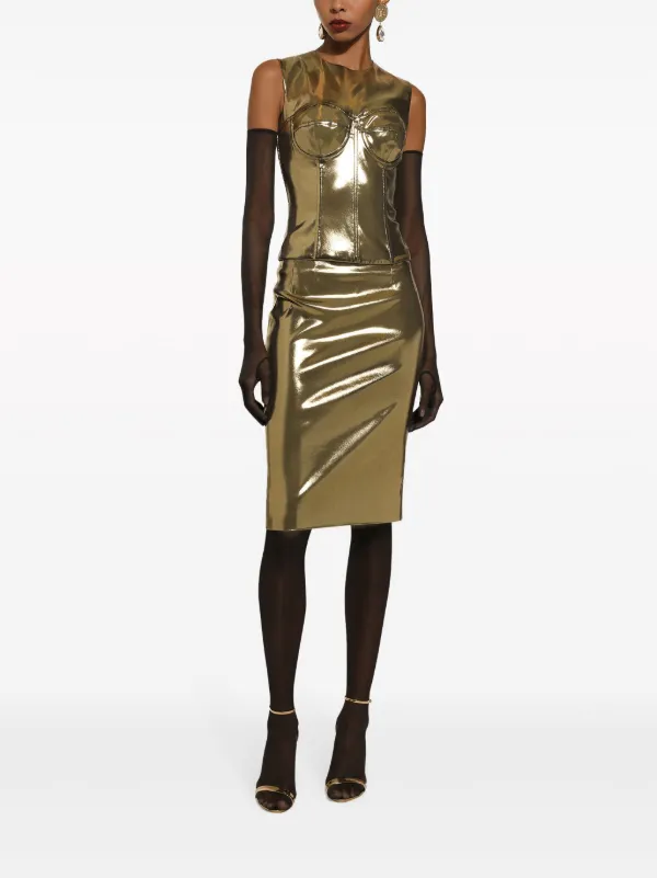 Dolce & Gabbana Metallic Sleeveless Top | Gold | FARFETCH