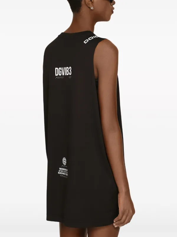 Dolce & Gabbana DGVIB3 プリント ドレス ワンピース ブラック Dolce & Gabbana DGVIB3 logo-print Cotton Dress | Black