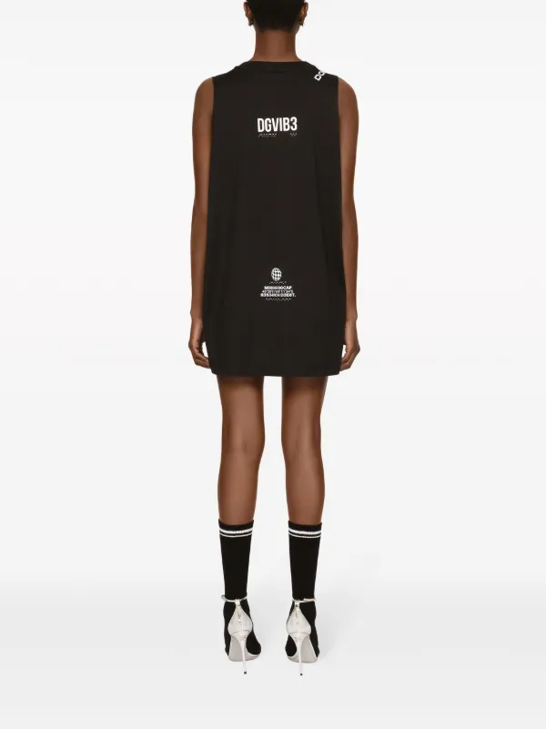 Dolce & Gabbana DGVIB3 プリント ドレス ワンピース ブラック Dolce & Gabbana DGVIB3 logo-print Cotton Dress | Black