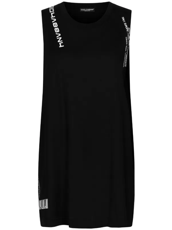 Dolce & Gabbana DGVIB3 プリント ドレス ワンピース ブラック Dolce & Gabbana DGVIB3 logo-print Cotton Dress | Black