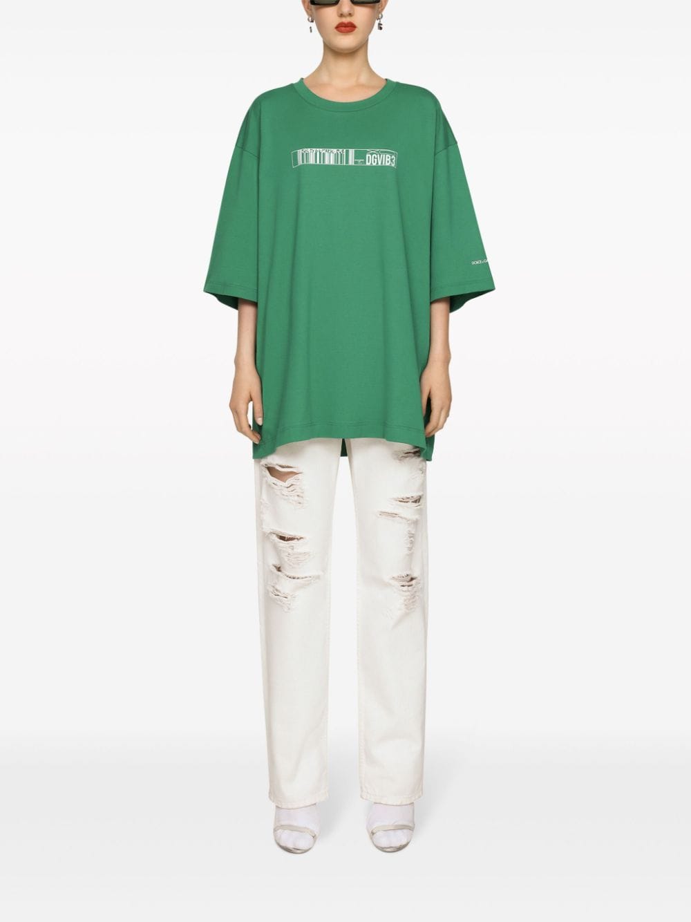 Shop Dolce & Gabbana Dgvib3 Dgvib3-print Cotton T-shirt In Green