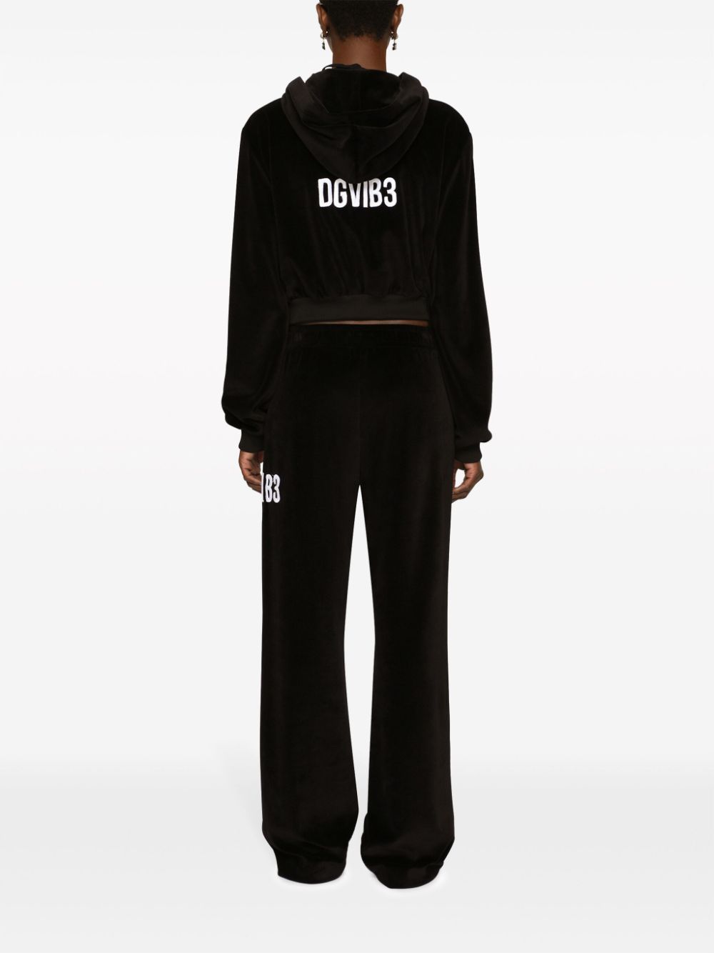Shop Dolce & Gabbana Velvet Zip-up Cropped Jacket In Black