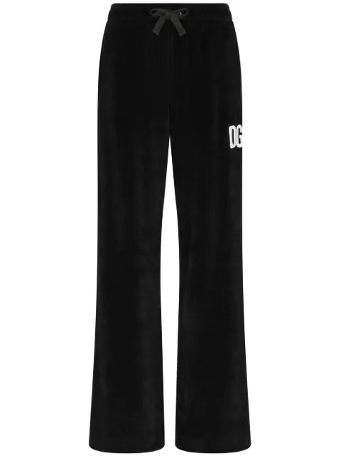 Dolce & Gabbana DGVIB3 pants de terciopelo con logo estampado