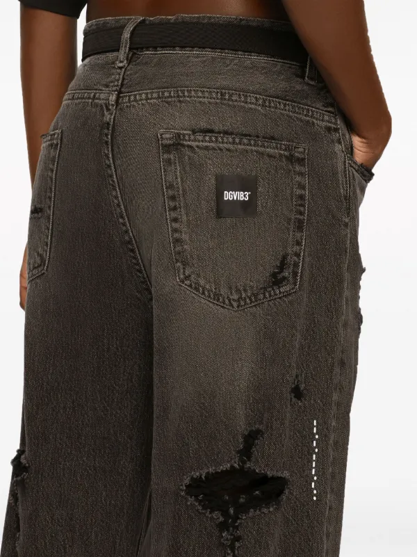 Dolce & Gabbana DGVIB3 Calça Jeans Wide Leg Destroyed | Cinza