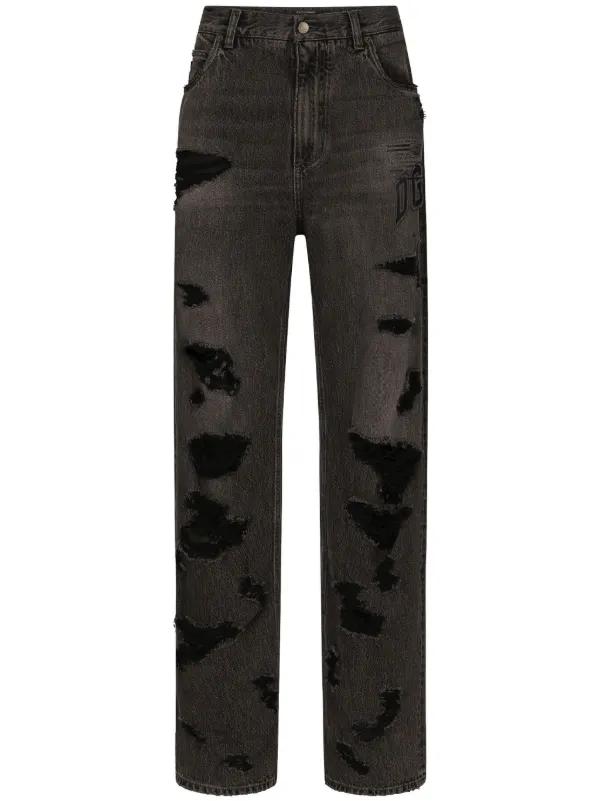 パンツ DOLCE&GABBANA Grunge Damage Wide Jeans Dolce & Gabbana DGVIB3 Calça Jeans Wide Leg Destroyed | Cinza