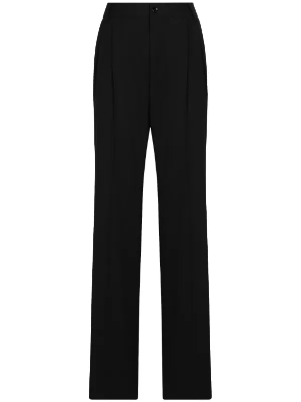 【DOLCE&GABBANA】ハイウエスト パンツ ブラックのウィメンズ バイカーパンツ ハイウエスト レザー