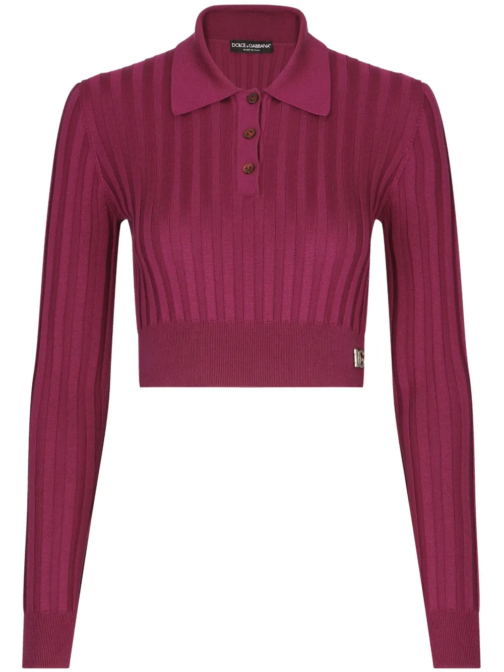 Dolce & Gabbana Top a coste con placca logo - Rosa