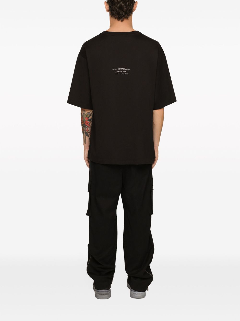 Shop Dolce & Gabbana Slogan-print Cotton T-shirt In Black