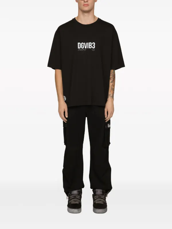 Dolce & Gabbana DGVIB3 プリント クルーネック Tシャツ Dolce & Gabbana DGVIB3 text-print Cotton T-shirt | Black