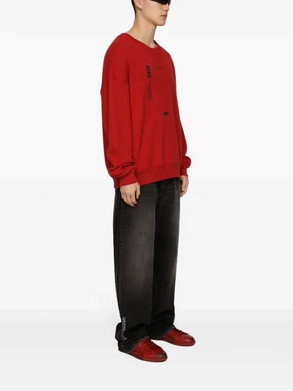 Dolce & Gabbana DGVIB3 slogan-print Cotton Jumper | Red | FARFETCH