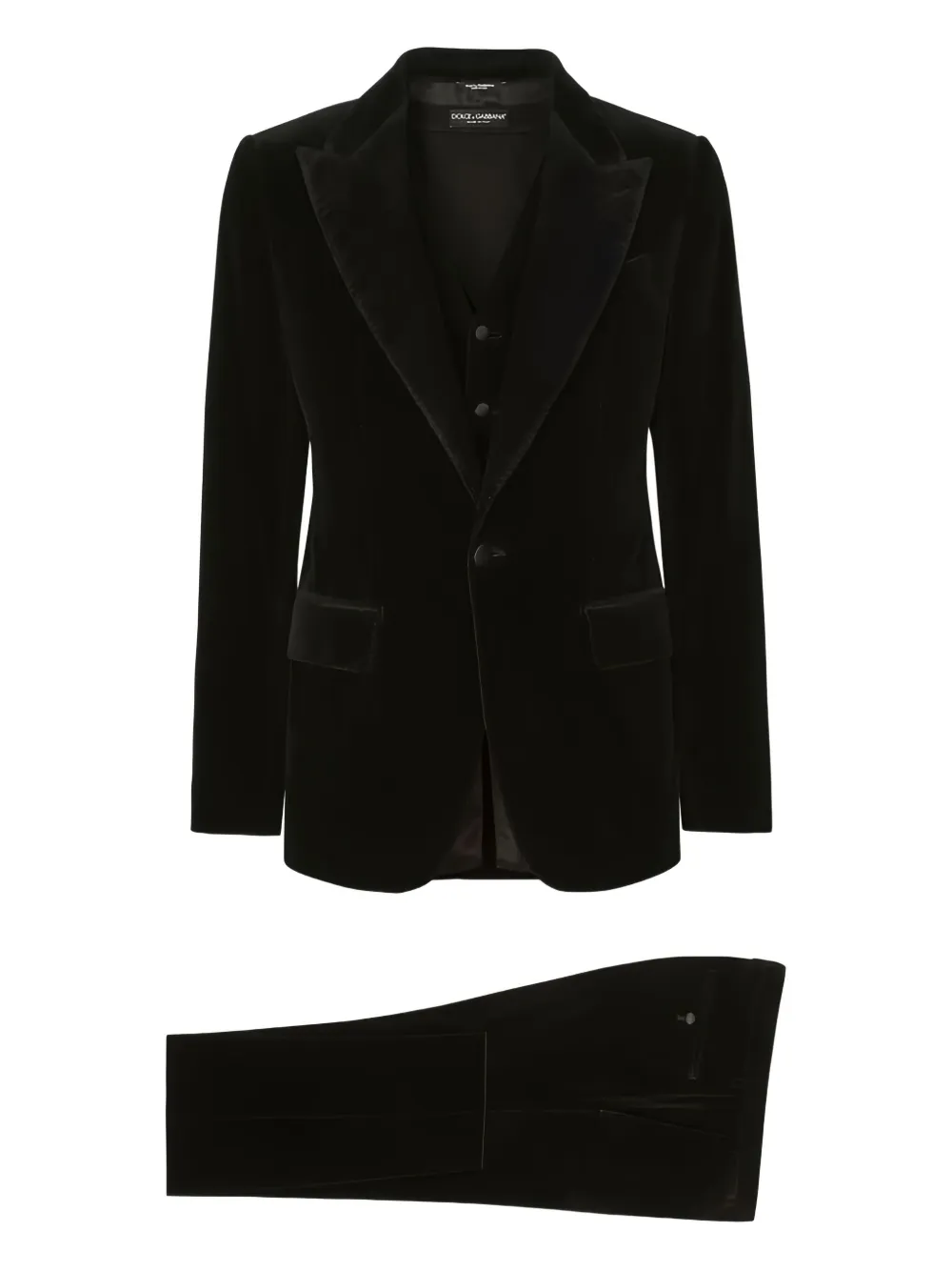 Dolce & Gabbana single-breasted 3 piece velvet suit | Black | Image 1