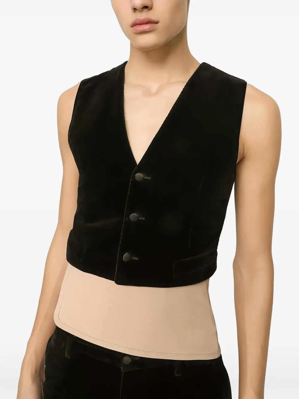 Dolce & Gabbana Driedelig fluwelen pak met enkele rij knopen Zwart