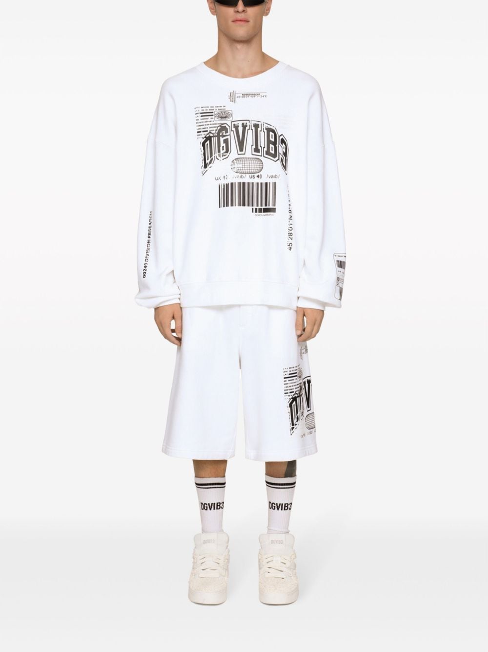 Dolce & Gabbana logo-print cotton track shorts - Wit