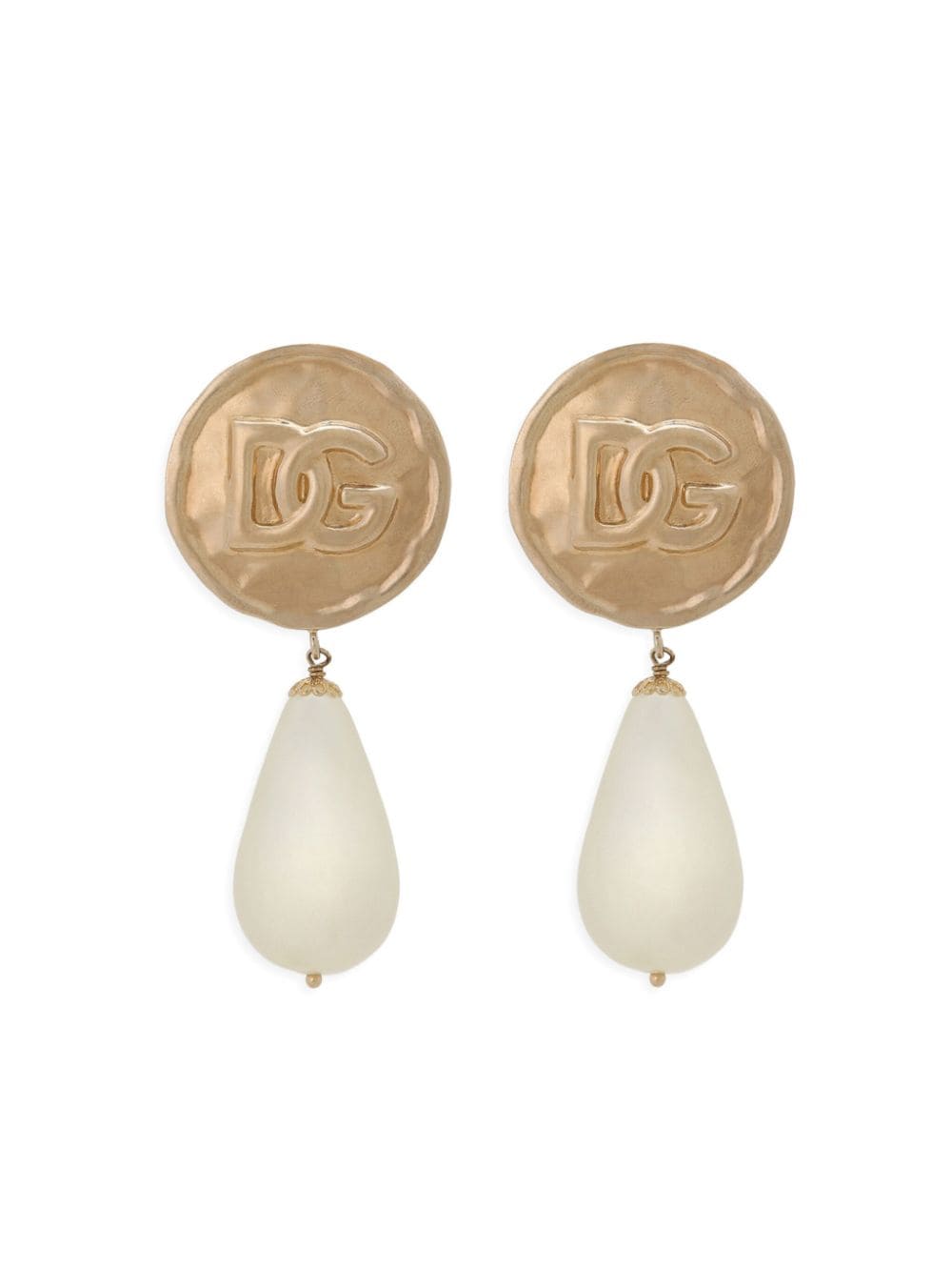 Shop Dolce & Gabbana Logo-embossed Drop Earrings In Gold