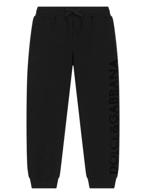 Dolce & Gabbana Kids logo-flocked cotton track pants