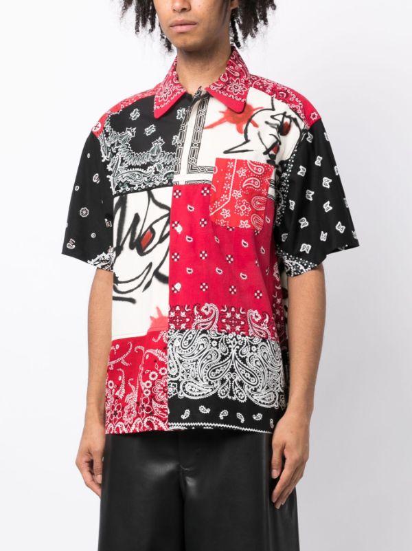 Men's Red 'Bandana' Print Cotton Shirt