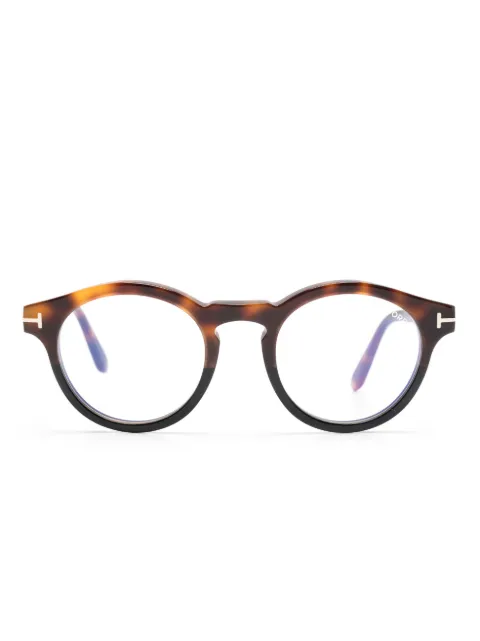 TOM FORD Eyewear tortoiseshell-effect round-frame glasses